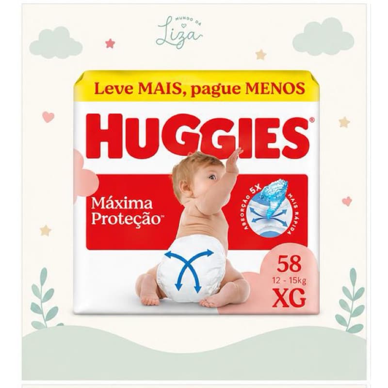 fralda Huggies xg máxima proteção 58 unidades