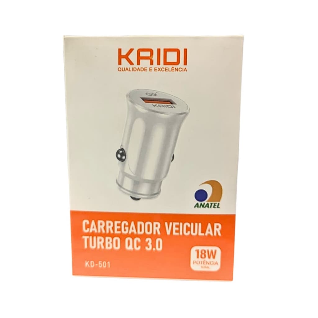 Kaidi Carregador Veicular Turbo Qc 3.0 Pw Fonte 18w Kd-501