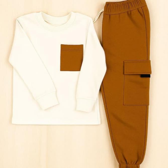 Conjunto Moletom Calça Cargo e Casaco Infantil Menino Masculino  Outono Inverno