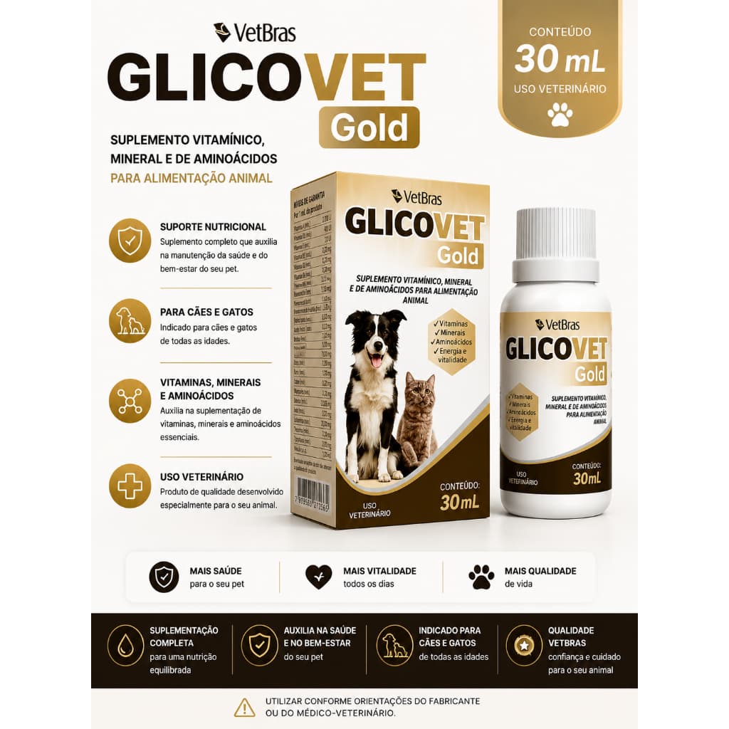 Vitamina Glicovet Gold 30ml - Vetbras
