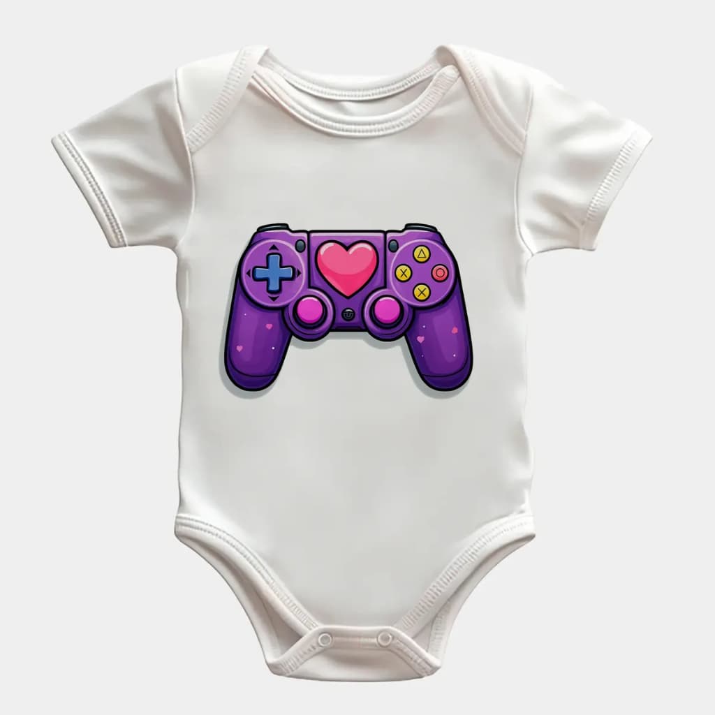 Body Bebê Manga Curta Ff2 Controle Videogame Roxo