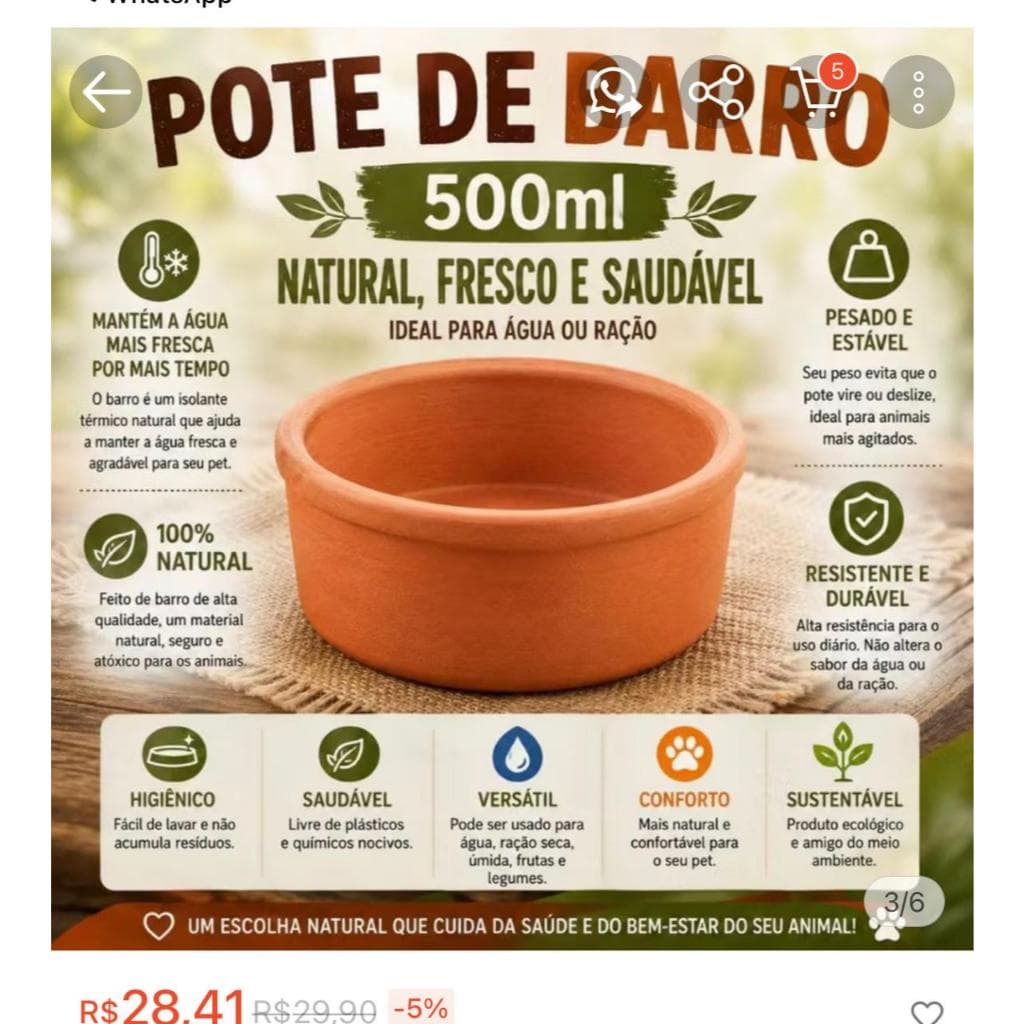 Comedouro Bebedouro para Cachorro e Gato 500ml em Cerâmica – Pote Pet para Água e Ração