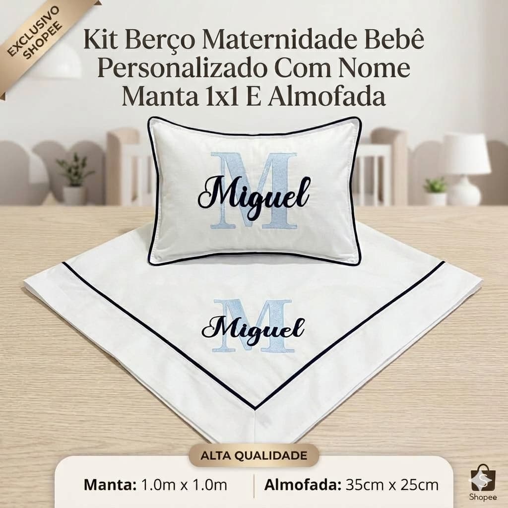 Cobre Leito Maternidade Personalizado Com Nome Bebê - Percal 100% Algodão -  Manta Menino Menina