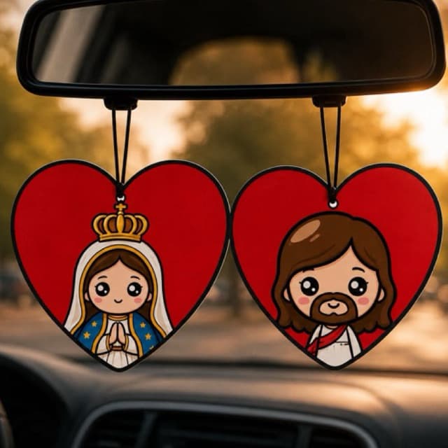Kit 5/3 Aromatizantes cheirinho de carro Jesus e nossa senhora