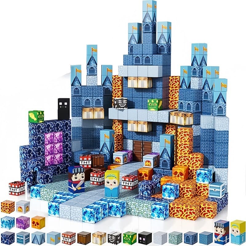 Blocos Magnéticos de Montar 100 Peças Brinquedo Infantil Educativo Montessori STEM Construção Magnética