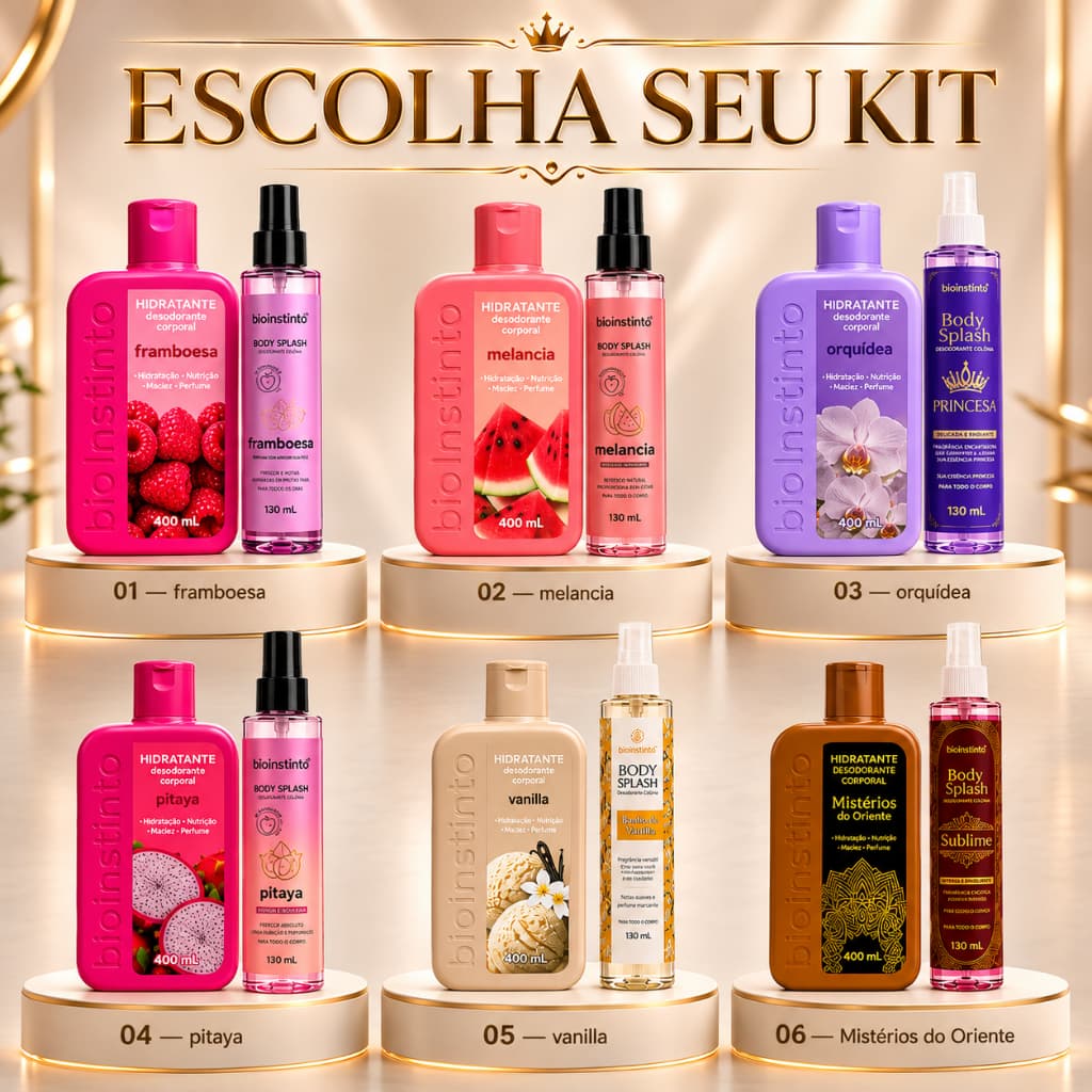 Kit Body Splash 130ml Hidratante Corporal 400ml Presente para mulher Escolha Sua Fragrância Bio Instinto