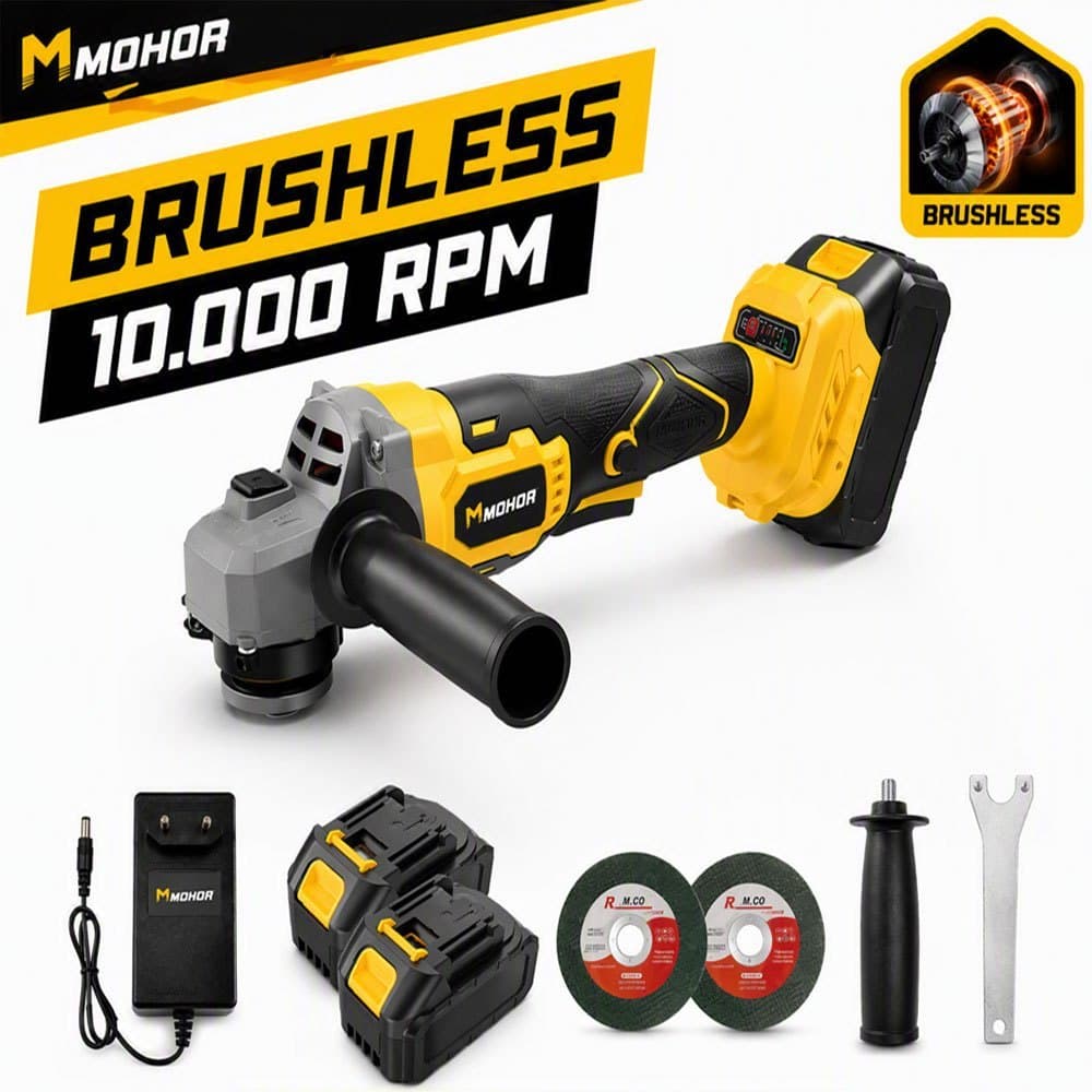 Esmerilhadeira Eletrica 48V Alta Rotacao 12000RPM com 2 Baterias e Disco 125mm para Uso Profissional