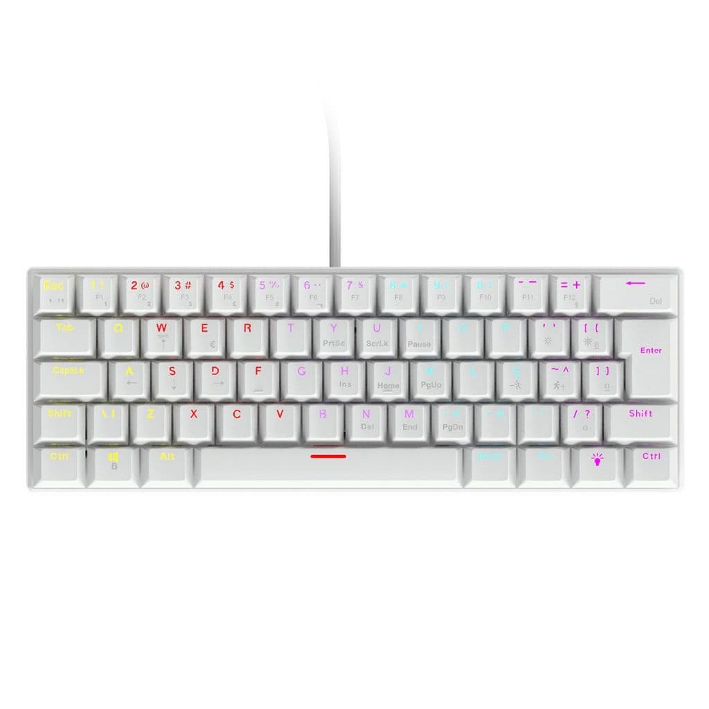 Teclado Mecânico Gamer 60% Vinik Anihi White LED Rainbow ABNT2 Anti-Ghosting USB ANIHIWHBL