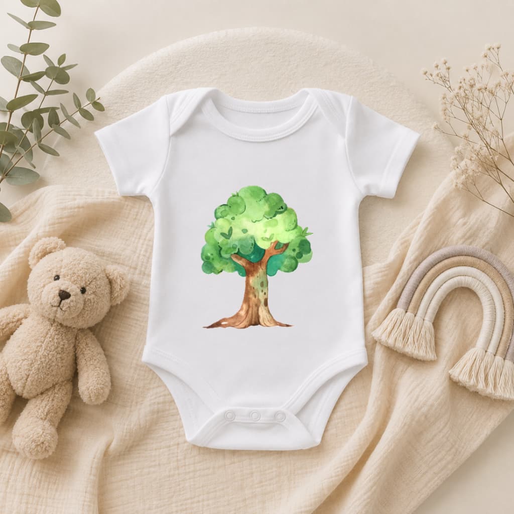 Body Bebê Estampado Árvore | Body Infantil Unissex | Roupa de Bebê Menino Menina | Body Recém-Nascido