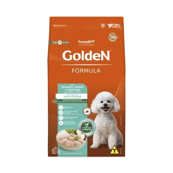 Ração Golden Fórmula para Cachorro Adulto Raças Pequenas Mini Bits Frango Arroz e Vegetais 10,1kg Cães