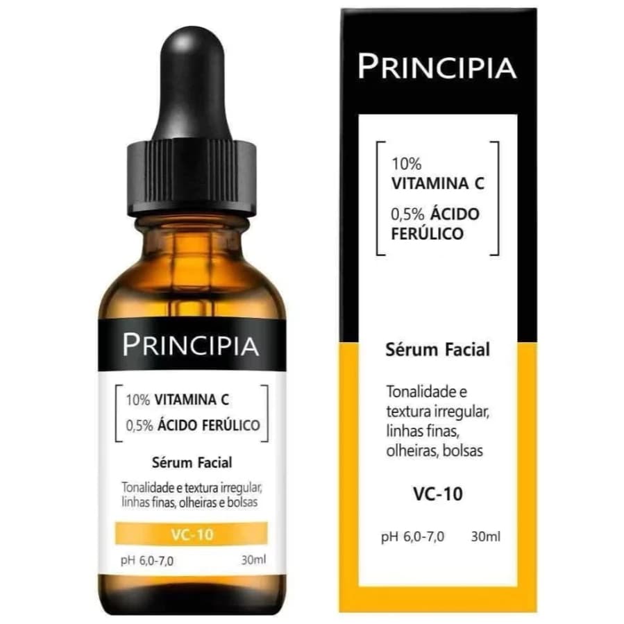 Principia Vitamina C _Sérum com 10% de Vitamina C e 0.5% de Ácido Ferúlico com alta eficácia contra linhas finas