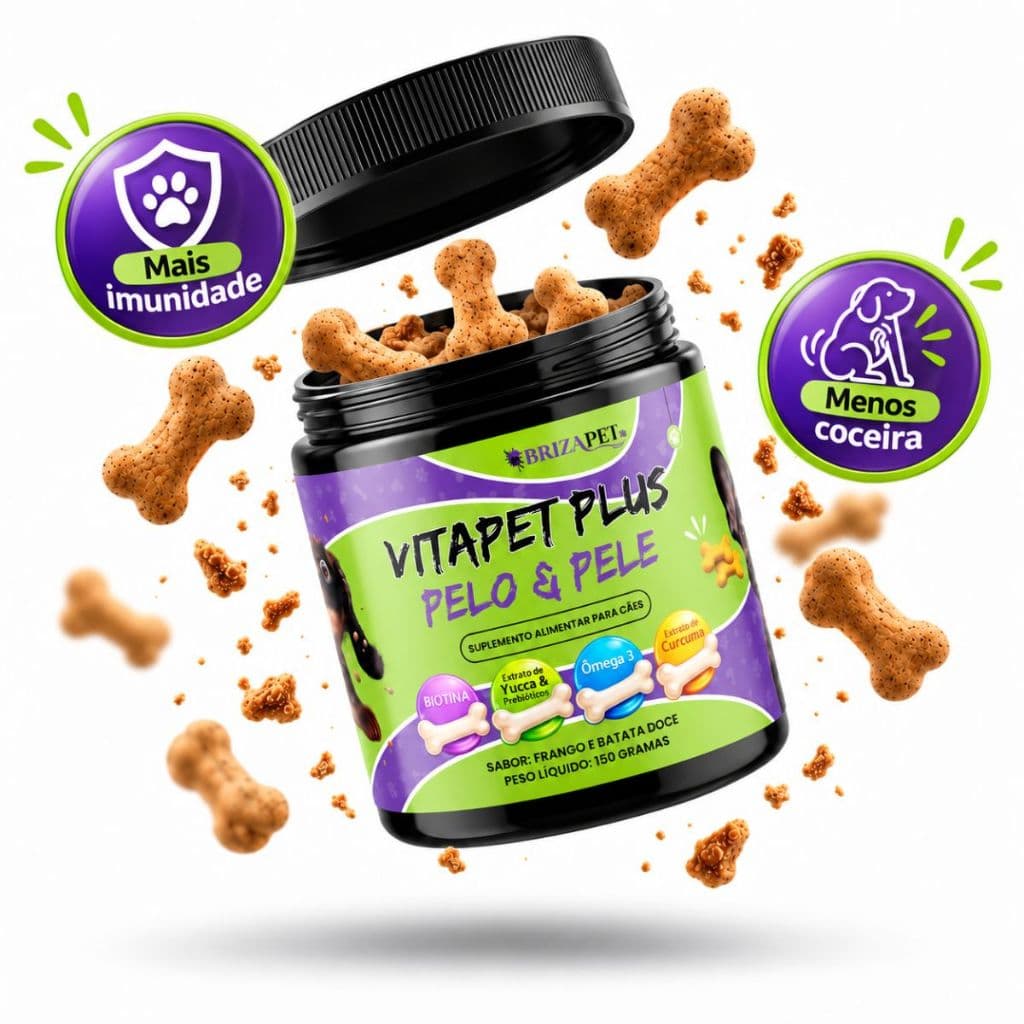 VitaPet Plus Petisco em Vitaminas/Suplemento Multifuncional para cães Anti-coceira + Omega 3