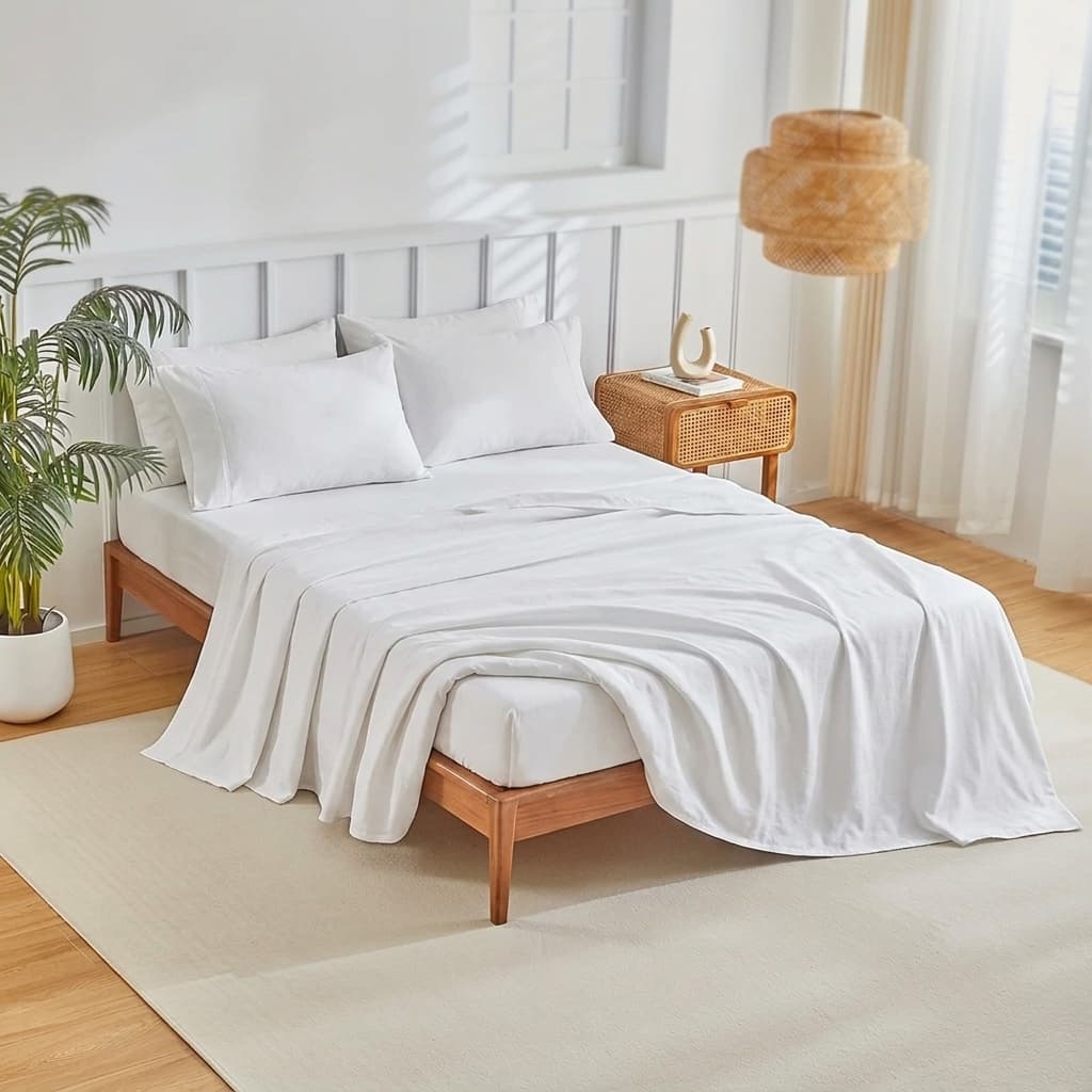 Jogo Lençol Cama Casal 4 Peças Branco Toque Macio Suave Confortavel Premium
