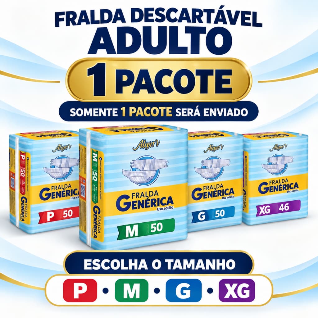 Fralda Geriatrica Adulto Descartavel Pacote 50 Unidades Tamanhos P M G XG Incontinencia Leve Pos Parto Pos Operatorio