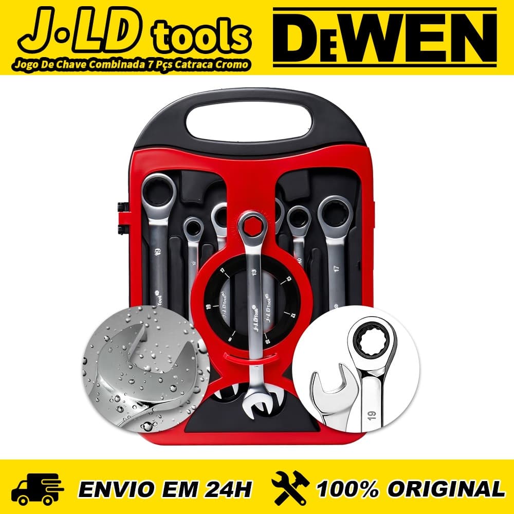 Jogo De Chave Combinada 7 Pçs Catraca Cromo Vanadium Ratchet Spanner 8mm-19mm Aço Cr-V Anti-corrosivo Ergonômico
