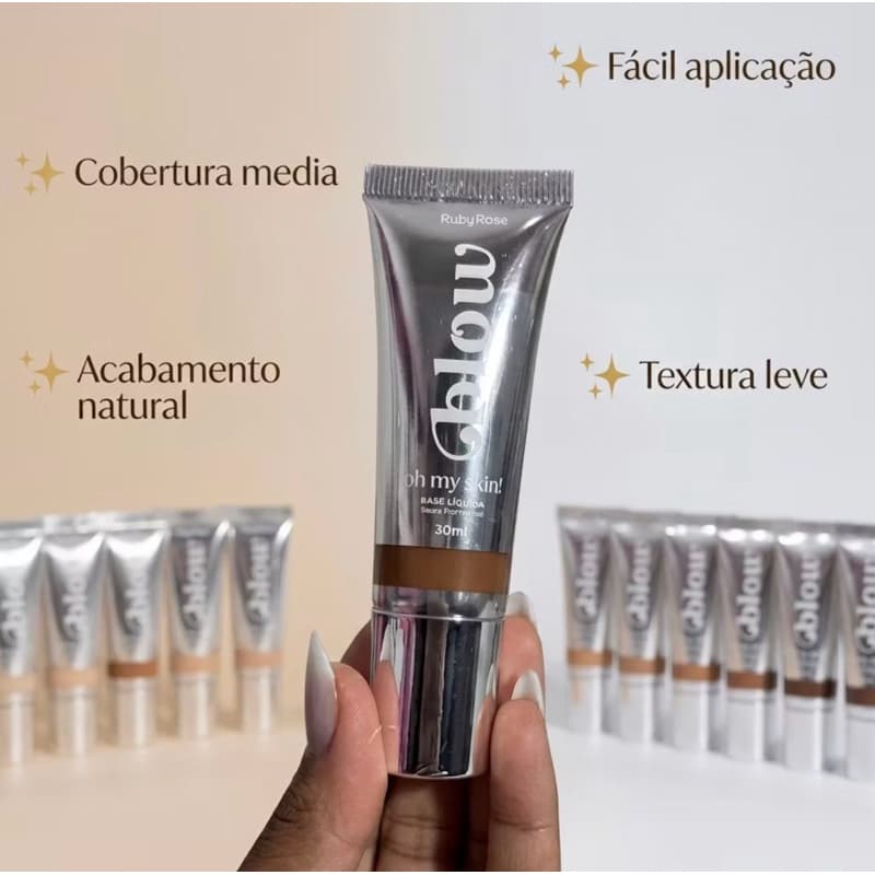 Base Líquida Glow Oh My Skin! Ruby Rose | Cobertura Uniforme, Acabamento Natural e Efeito Iluminado