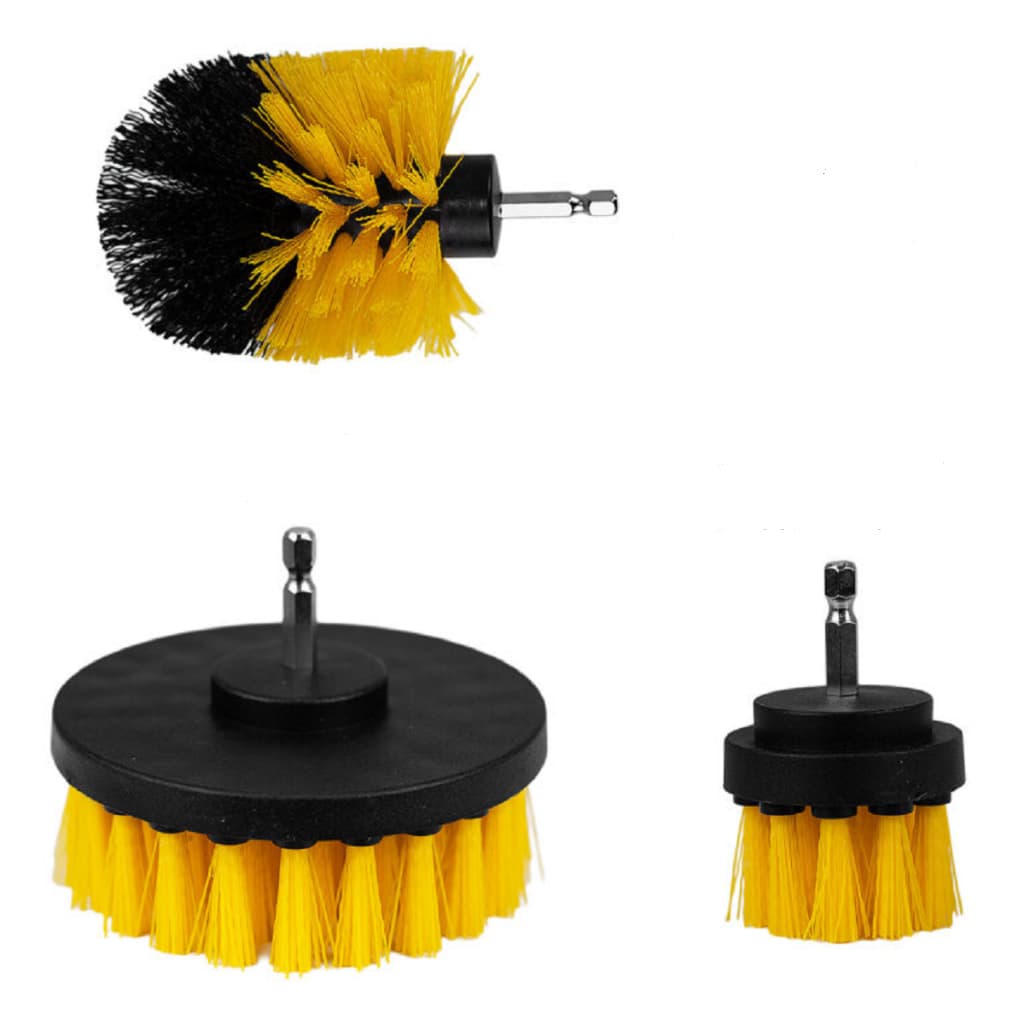 Kit 3 Escovas De Limpeza Para Parafusadeira Furadeira Limpeza Pesada Piso Estofados Carro