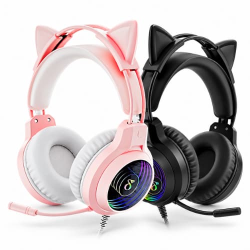 Headset Gamer RGB com Fio 40mm Microfone Omnidirecional Cabo 2m para PC Console Notebook Áudio