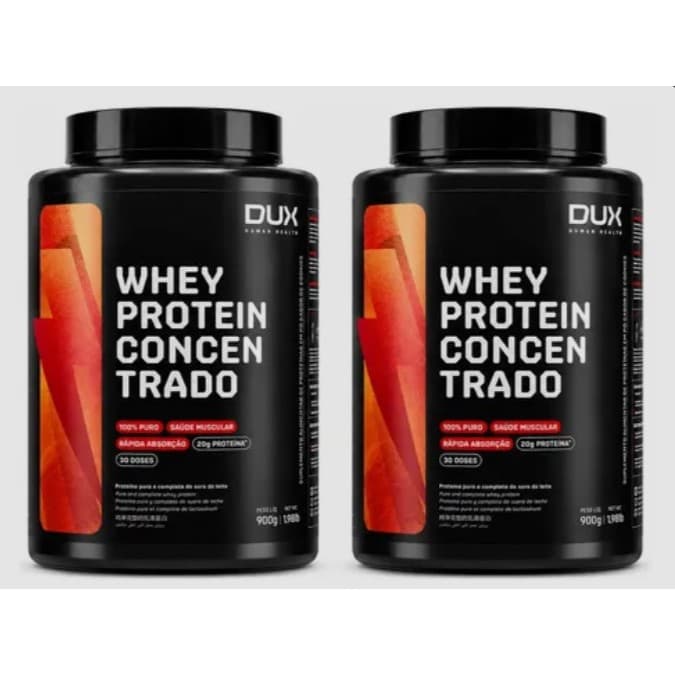 kit 2 whey protein concentrado dux 900g- MORANGO E CHOCOLATE