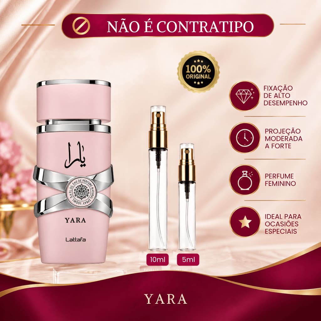Yara Perfume Árabe Feminino - 100% ORIGINAL - Importado - Alta Fixação - Doce Frutado Baunilha