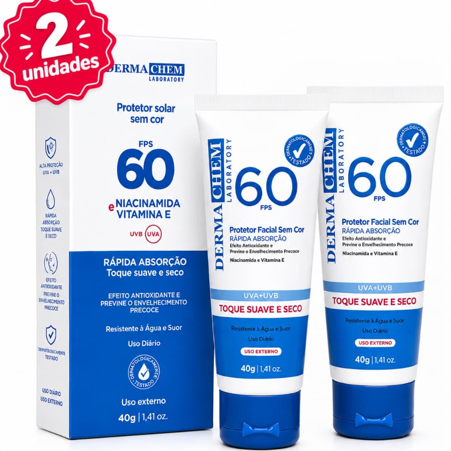 Kit 2 Protetor Solar Facial - FPS 60 - Dermachem