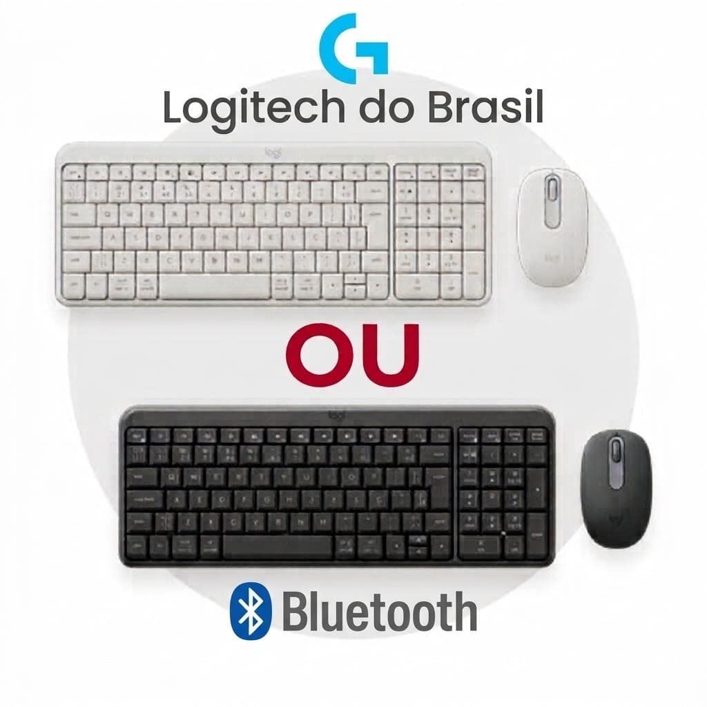 TECLADO E MOUSE LOGITECH MK250 SEM FIO COMPACTO CONEXÃO BLUETOOTH LAYOUT ABNT2 PRETO OU BRANCO