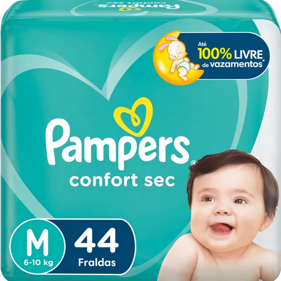 Fraldas Pampers Confort Sec M - 44 Unidades Sem Gênero - fralda infantil