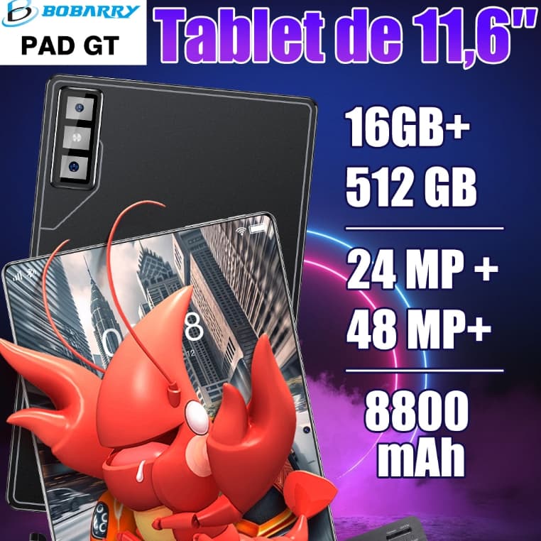 Tablet 5G Wi-Fi Pad GT 16GB RAM + 512GB ROM 11.6-inch large screen  8850mAh Batteries Dual SIM Android tablet
