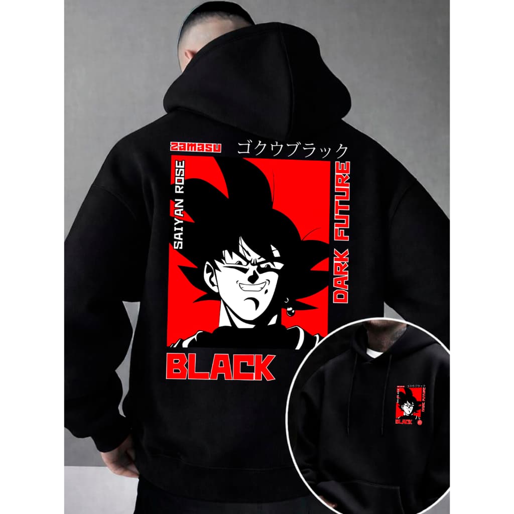 Blusa Moletom Masculino Dragon Ball Moletom Masculino Grosso Blusa Masculina de Frio Moletons Masculinos Inverno Preto