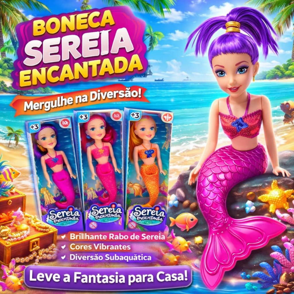 Boneca Sereia Encantada Calda Candy Colorida Articulada Para Crianças Para Brincar Brinquedo Meninas