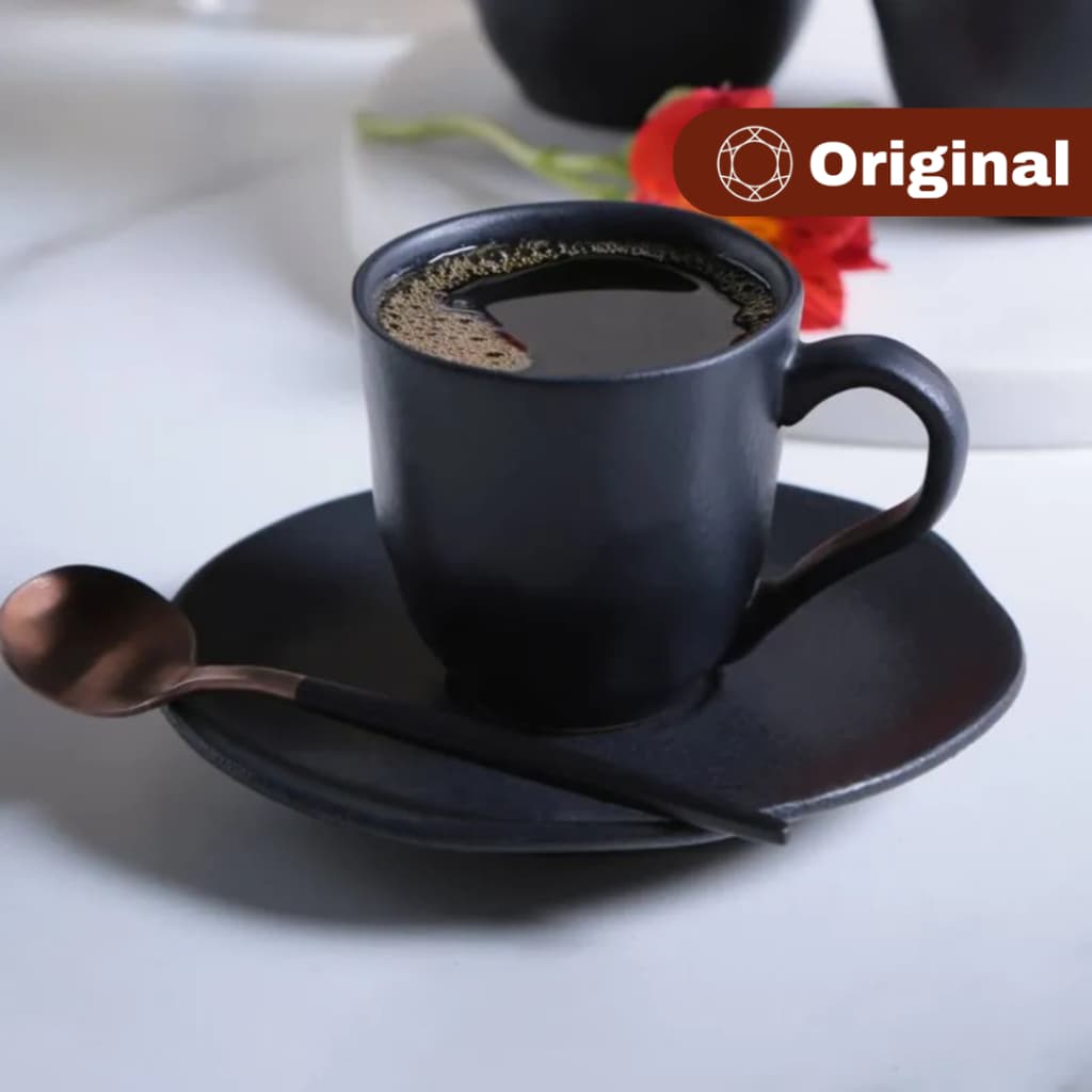Xícara De Café E Pires Orgânico Preto Matte 100ml - Porto Brasil Original