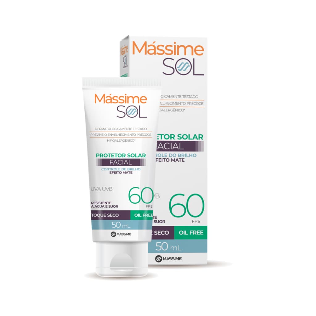 Protetor Solar Facial Fps 60 Oil Free - Toque Seco Matte Antioleosidade Massime