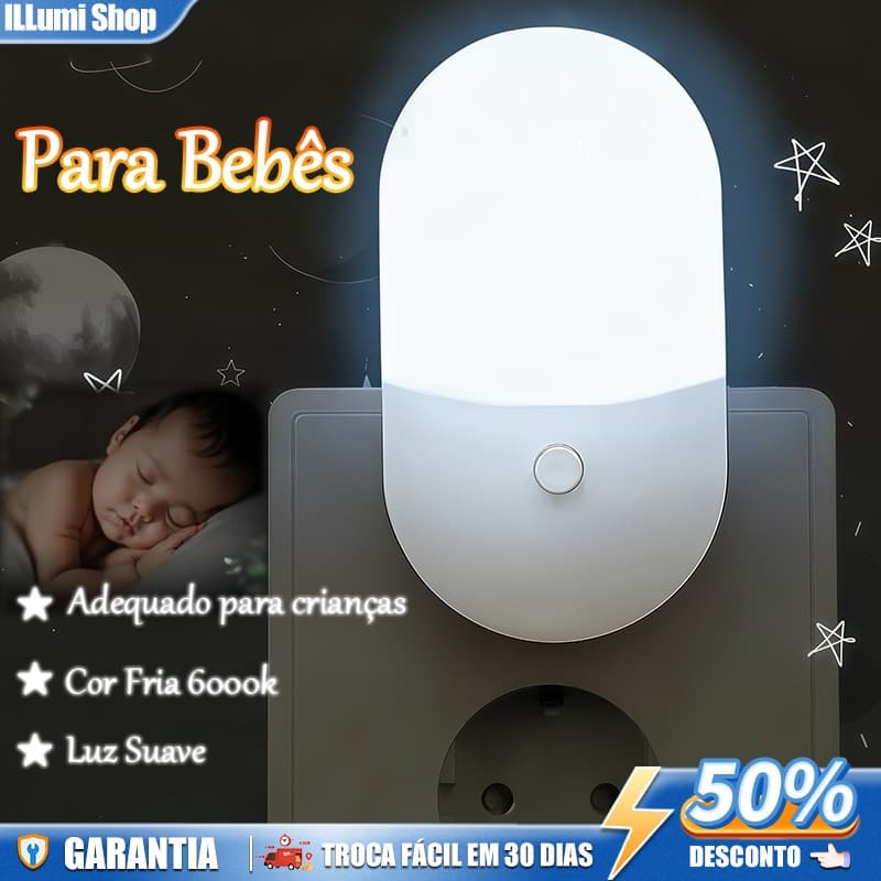 Luminária Noturna Led Bivolt Bebê com botao led iluminaçao Fria Luz noturna para  quarto do bebe mini