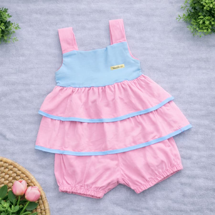 Conjunto Roupa de Bebe Menina Fashion Banho de Sol Passeio Short Saia Verão 9 a 12 M
