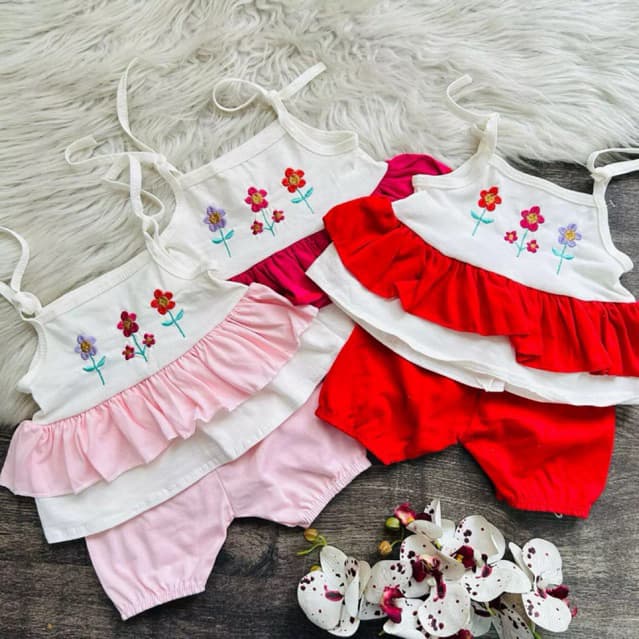 Conjunto romper de  Bebê Menina Estilo Blogueira verão calor
