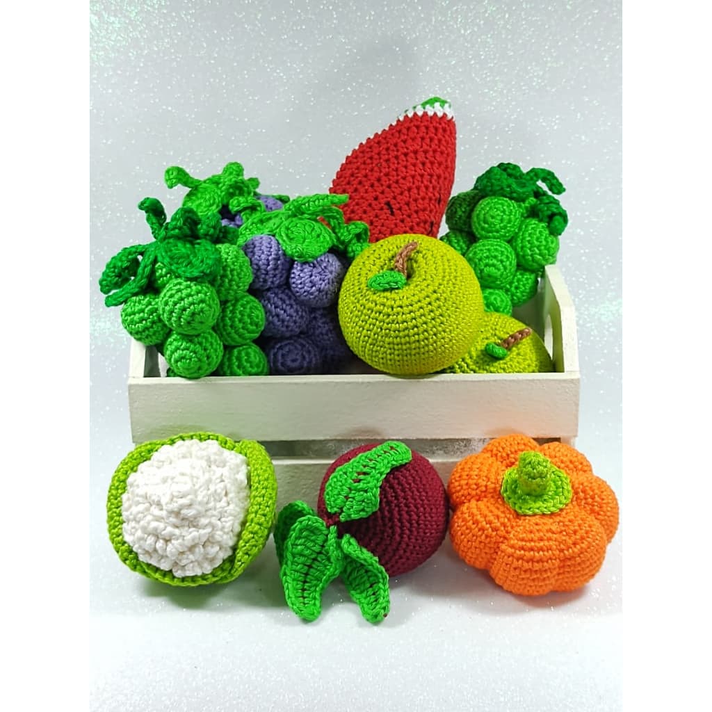 Kit Frutas e Legumes Amigurumi em Crochê / Brinquedo Educativo/Comidinhas de Crochê