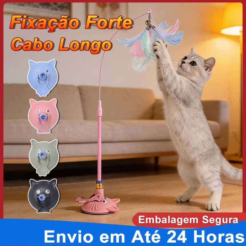 Brinquedo Interativo para Gato com Ventosa Penas, Cabo Longo Recarregável Anti-Tédio Brinquedo Pena para Gatos