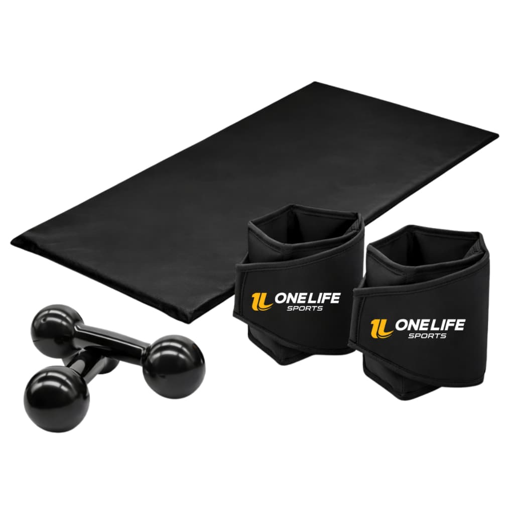 Kit Colchonete + Par Halter 2kg + Par Caneleira 2kg One Life Sports® | Treino Funcional em Casa