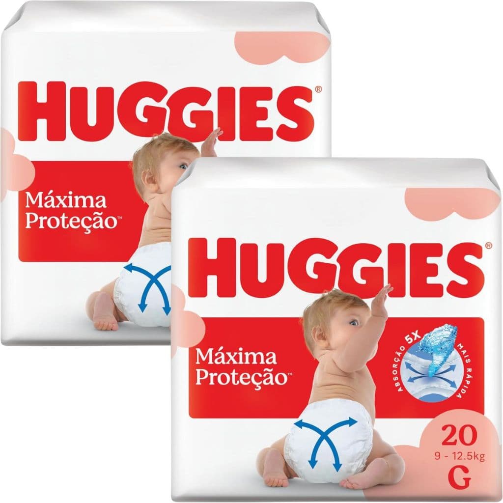 2 Pacotes da Fralda Huggies Máxima Proteção