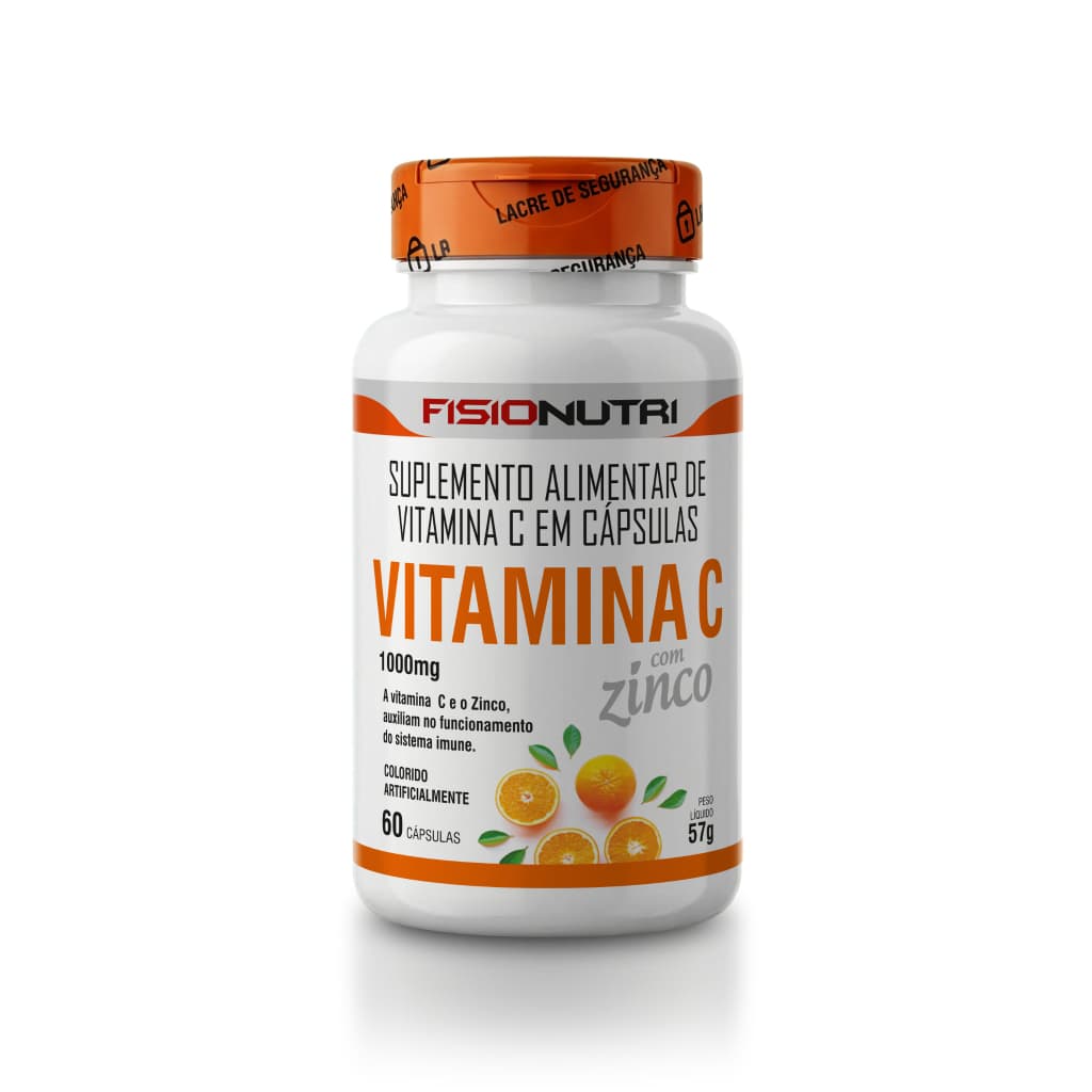 Vitamina C 1000mg + Zinco Fisionutri 60 Cápsulas Imunidade Antioxidante