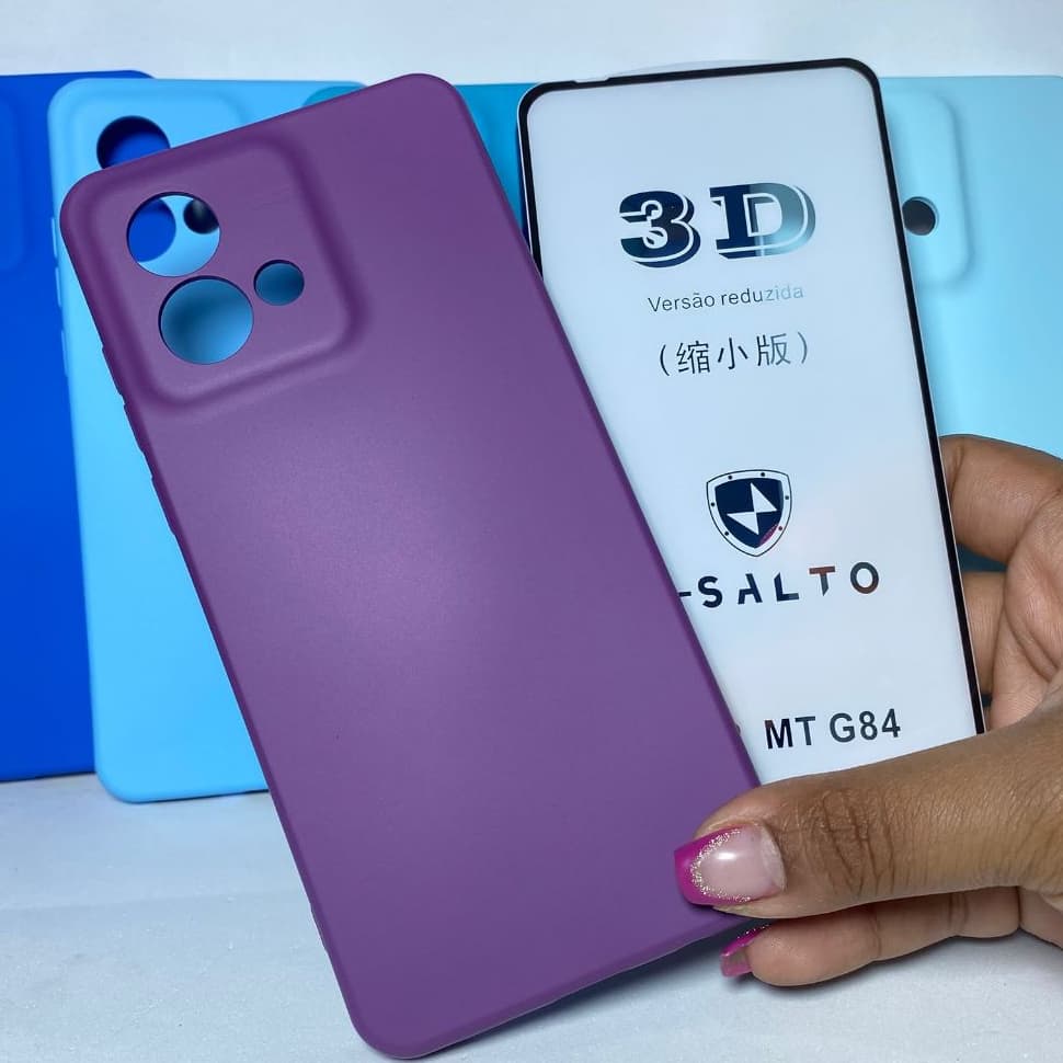 CAPA G84 + Película 3D Kit Motorola Capinha Case Protetora Celular Silicone