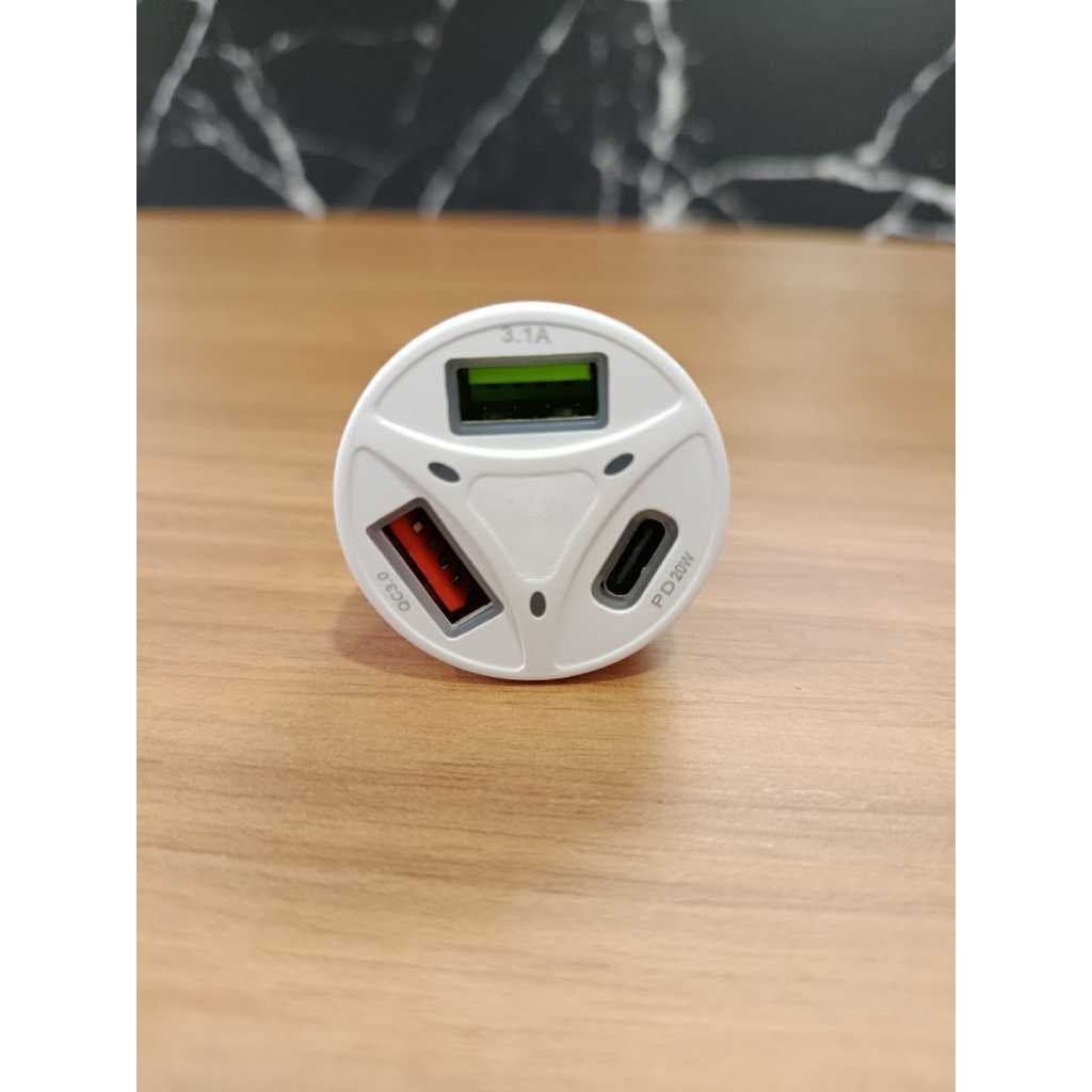 Carregador veicular USB 55W com 3 entradas usb Tipo-C Turbo 3 Portas Carregador Para Carros Turbo