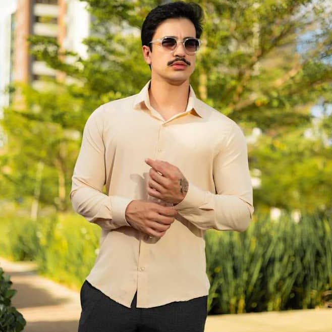 Camisa Social Masculina Manga Longa Slim Fit com Lycra Leve Não Amassa Tecnológica