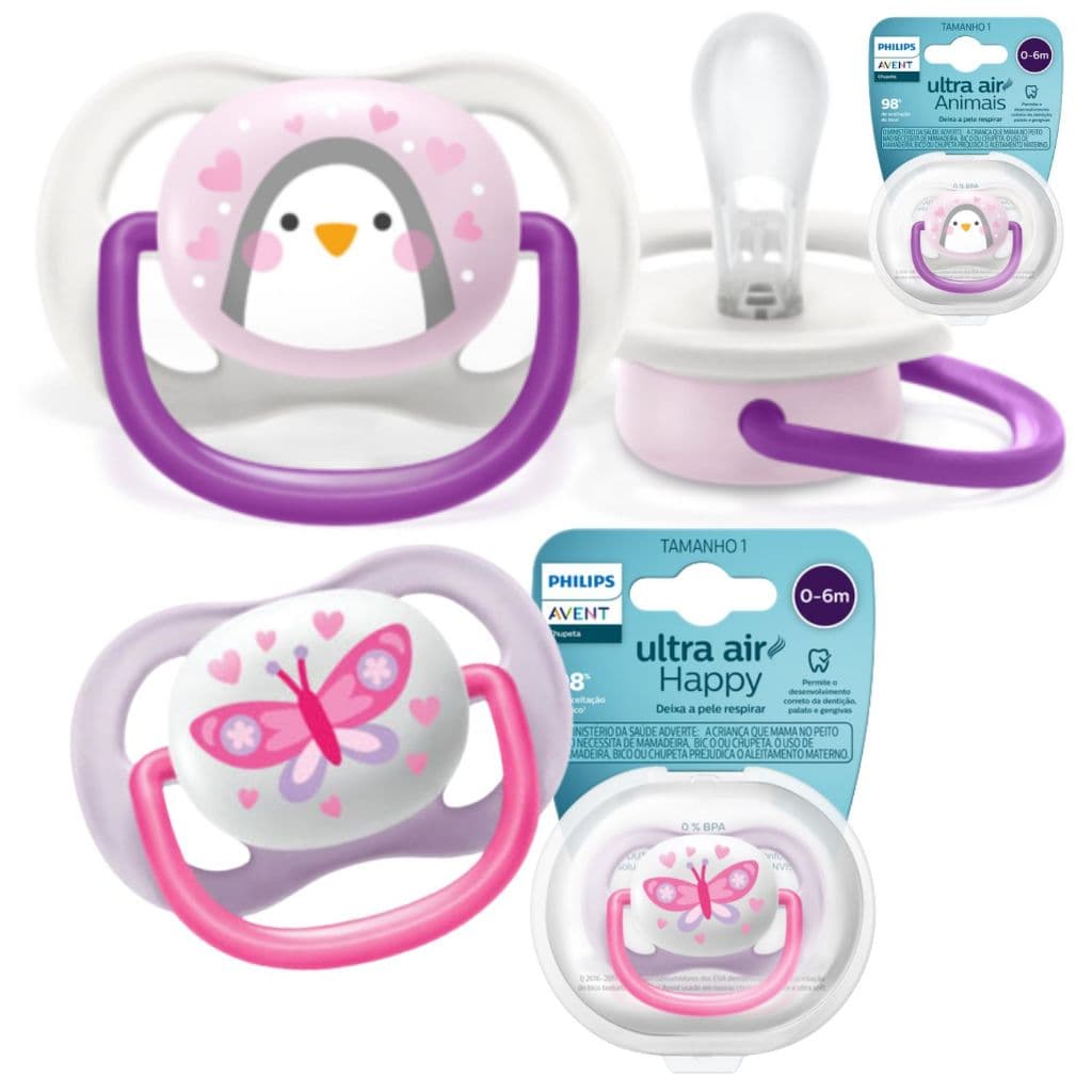 CHUPETA AVENT MENINA ULTRA AIR ORIGINAL BEBÊ MENINA BICO SILICONE SIMÉTRICO ROSA