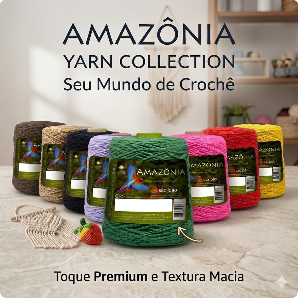Barbante São João Amazônia Nº6 - 400m / 400g - Versatilidade e Cores Intensas para Crochê