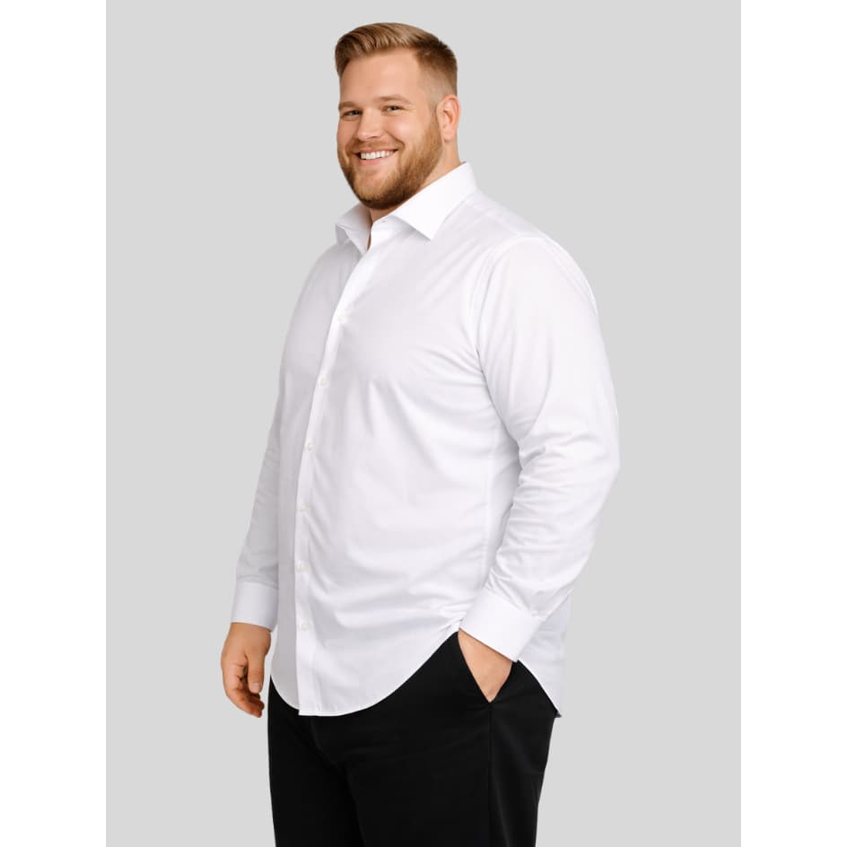 Camisa Social Masculina Plus Size Manga Longa Slim Tricoline G1 ao G4 Trabalho Escritório Casamento Festa