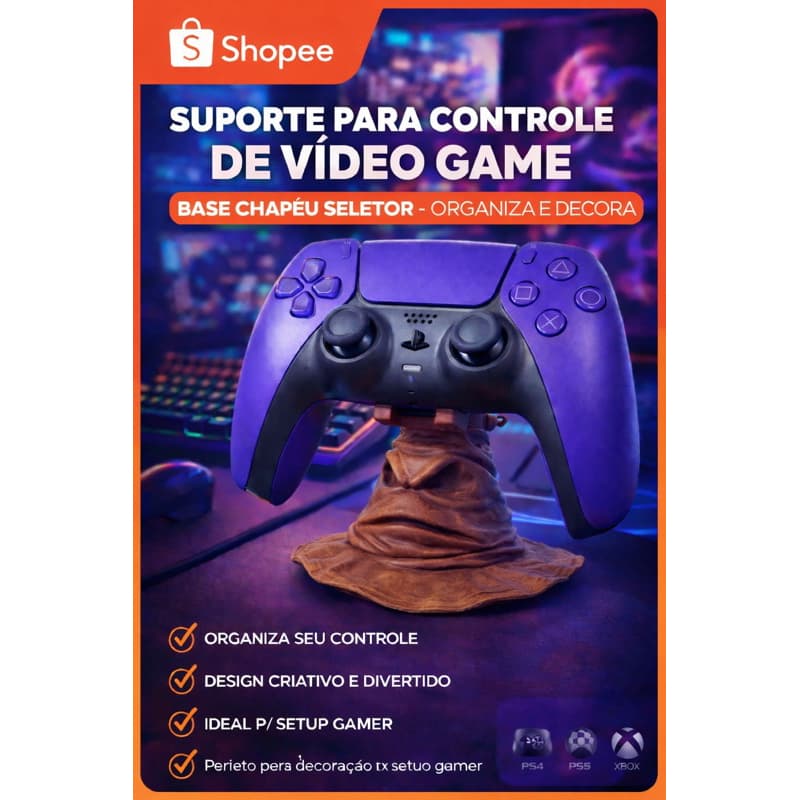 🎮 Suporte para Controle de Vídeo Game – Base Decorativa e Organizador