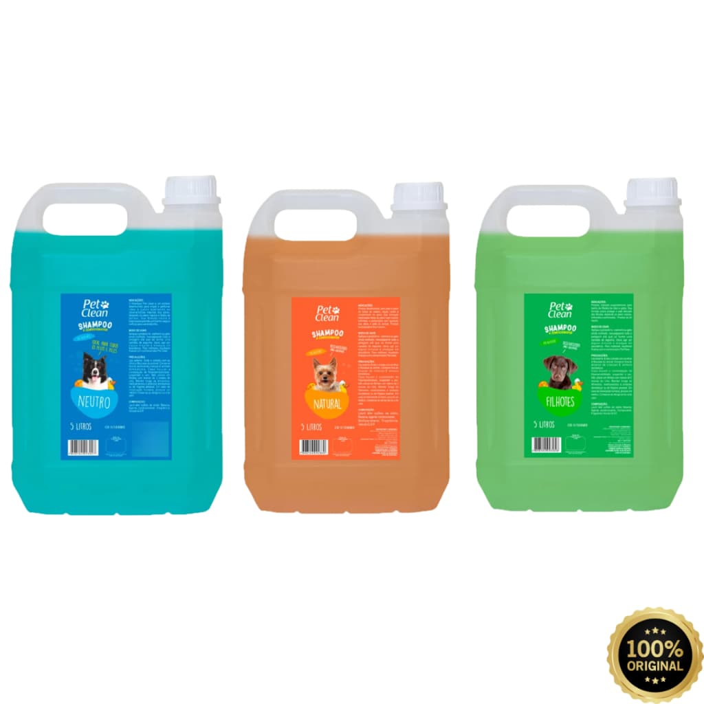 Kit 3 Shampoo / Condicionador  /ou / Hidratante / Pet Clean 5 Litros - Cada Total 15L