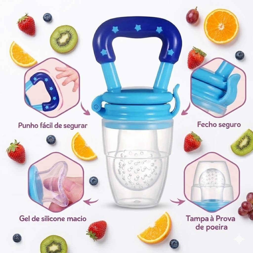Chupeta Alimentadora de Silicone Para Bebê com Tampa Higiênica Mordedor Para Bebê