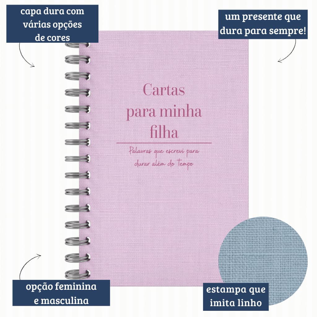 Caderno de Memórias Cartas para Meu Filho A5 Capa Dura Presente Criativo Dia das Mães